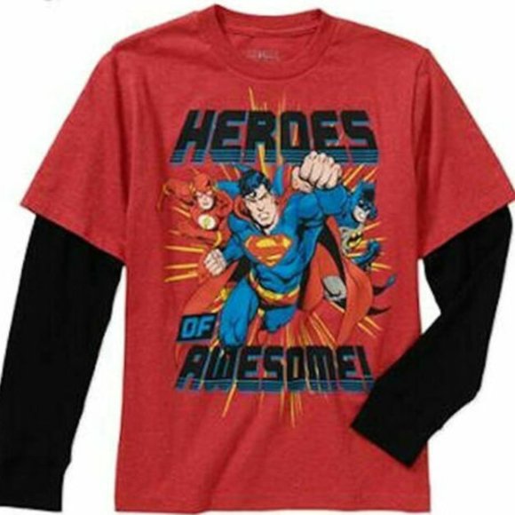 Justice League Of America Boys Heroes of Awesome Shirt New XS (4-5) - Picture 1 of 1